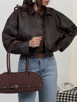 سوییشرت چرم طرح جیب کد 201018 - Image 4