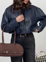 سوییشرت چرم طرح جیب کد 201018 - Image 10