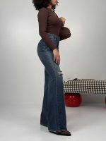 شلوار جین سوپر بگ زانو زاپ کد 102127 - Image 3