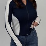 بلوز 2 رنگ زیپ دار کد 180574