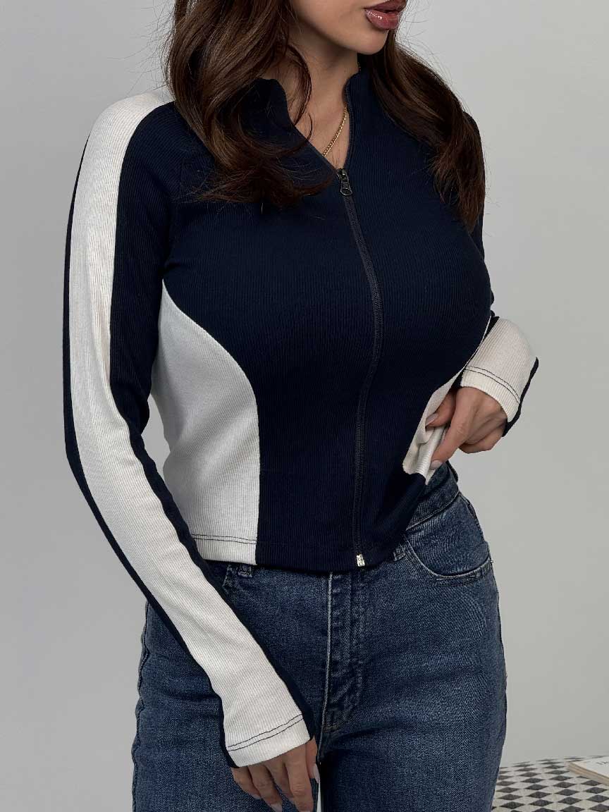 IMG_6223 بلوز 2 رنگ زیپ دار کد 180574 - Image 1