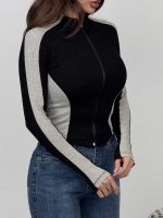 بلوز 2 رنگ زیپ دار کد 180574 - Image 3
