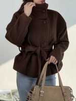 کت فوتر پشمی کمربنددار کد 120405 - Image 19