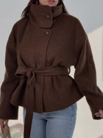 کت فوتر پشمی کمربنددار کد 120405 - Image 20