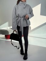 کت فوتر پشمی کمربنددار کد 120405 - Image 24