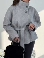 کت فوتر پشمی کمربنددار کد 120405 - Image 25