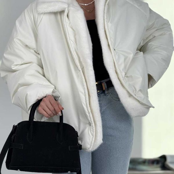 کاپشن یقه خزدار کد 201035