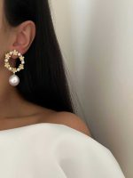 گوشواره حلقه ای مرواریدی کد 310749