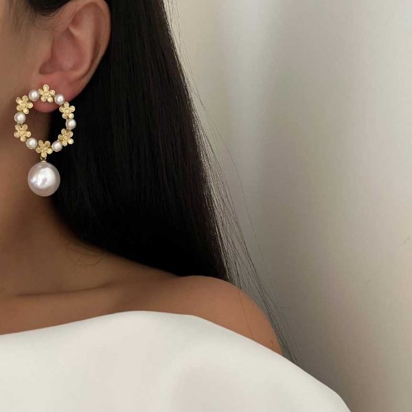 گوشواره حلقه ای مرواریدی کد 310749