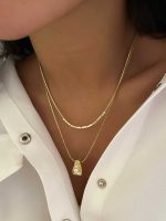 گردنبند 2 لاین تک مروارید کد 310725