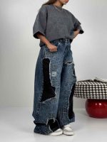 شلوار جین فول بگ رودوخت کد 102152 - Image 7