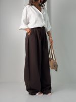 شلوار پارچه ای کمربنددار کد 102175 - Image 7