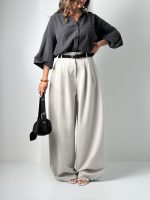 شلوار پارچه ای کمربنددار کد 102175 - Image 10