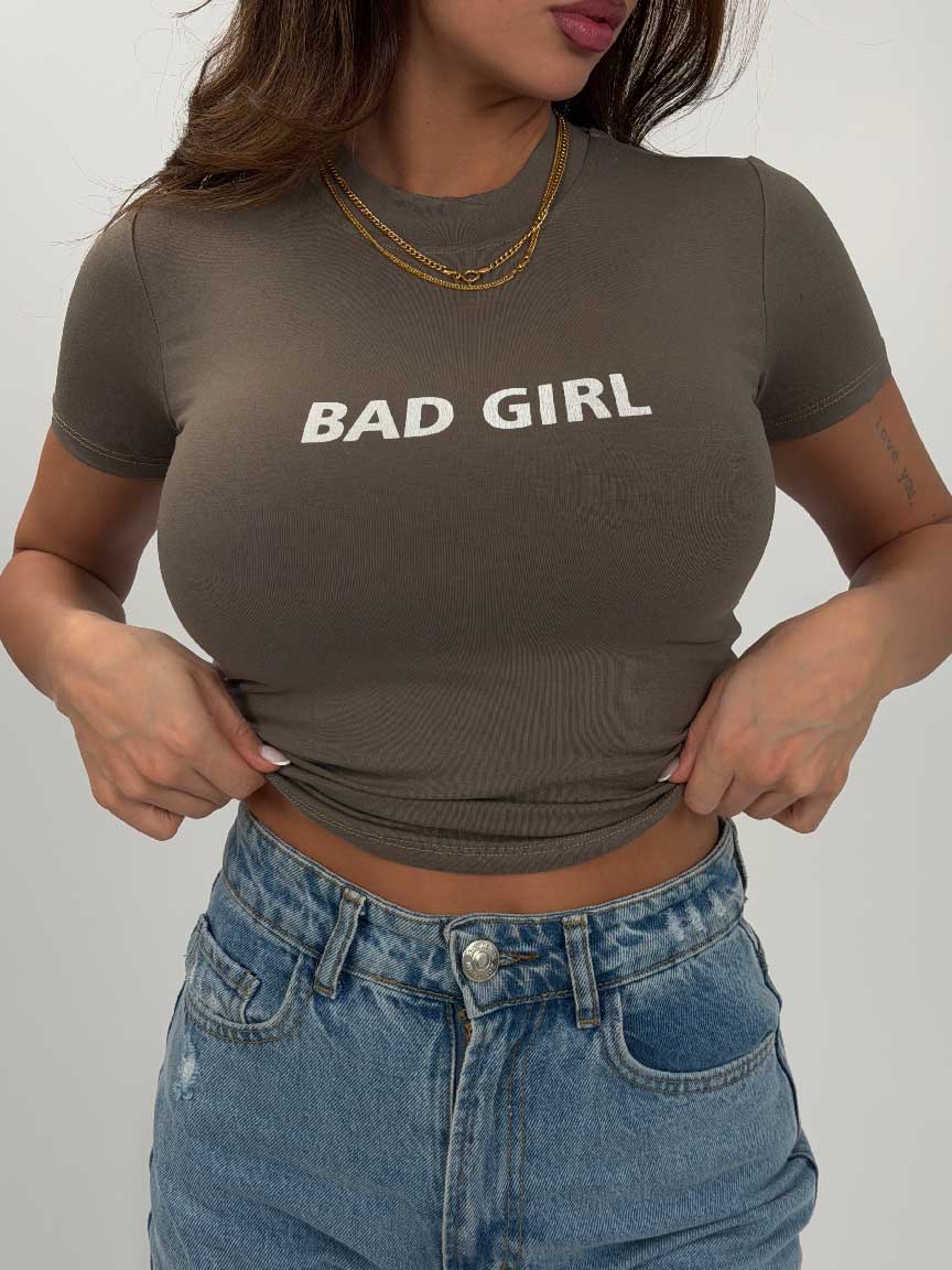 IMG_0905 تیشرت کراپ BAD GIRL کد 180593 - Image 1