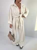 ست شومیز شلوار جلو گره کد 160884 - Image 11