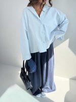 شومیز لینن پشت چاک کد 220631 - Image 4