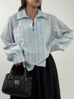 شومیز راه راه MIU MIU کد 220643 - Image 7