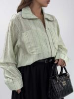 شومیز راه راه MIU MIU کد 220643 - Image 9