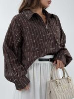 شومیز راه راه MIU MIU کد 220643 - Image 11