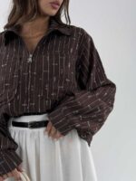 شومیز راه راه MIU MIU کد 220643 - Image 12