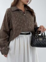 شومیز راه راه MIU MIU کد 220643 - Image 14