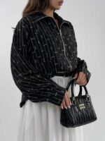 شومیز راه راه MIU MIU کد 220643 - Image 16