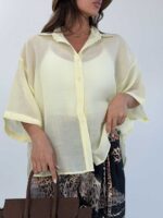 شومیز حریر آستین پاکتی کد 220638 - Image 12