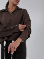 شومیز جلوگره دکمه فندوقی کد 220649 - Image 3