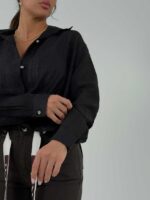 شومیز جلوگره دکمه فندوقی کد 220649 - Image 4