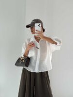 شومیز شیشه ای تک جیب کد 220653 - Image 12