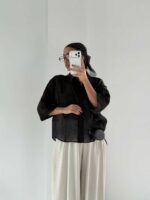 شومیز شیشه ای تک جیب کد 220653 - Image 15
