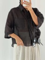 شومیز شیشه ای تک جیب کد 220653 - Image 17