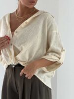 شومیز کنفی جلو گره کد 220672 - Image 12