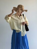 شومیز ترکیبی تک جیب کد 220683 - Image 2