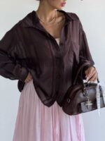 شومیز ترکیبی تک جیب کد 220683 - Image 19