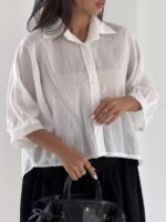 شومیز راه راه باکسی کد 220697 - Image 15