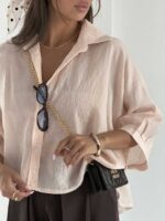 شومیز راه راه باکسی کد 220697 - Image 3