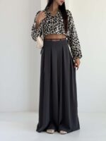 شلوار کمرکش بنددار کد 102304 - Image 4