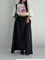 دامن بلند کمربند حصیری کد 102309 - Image 3