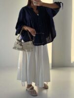 شومیز لینن چین دار کد 220687 - Image 3