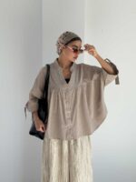شومیز لینن چین دار کد 220687 - Image 29