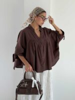 شومیز لینن چین دار کد 220687 - Image 36