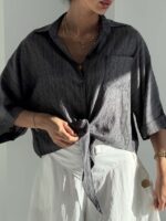 شومیز جلو گره راه راه سارینا کد 220714 - Image 5
