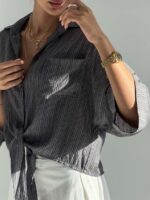 شومیز جلو گره راه راه سارینا کد 220714 - Image 6
