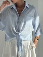 شومیز جلو گره راه راه سارینا کد 220714 - Image 9