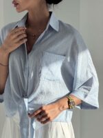 شومیز جلو گره راه راه سارینا کد 220714 - Image 10