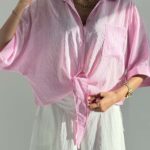 شومیز جلو گره راه راه سارینا کد 220714