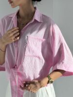 شومیز جلو گره راه راه سارینا کد 220714 - Image 2