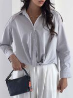 شومیز جلو گره راه راه کد 220689 - Image 5