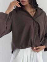 شومیز جلو گره راه راه کد 220689 - Image 11
